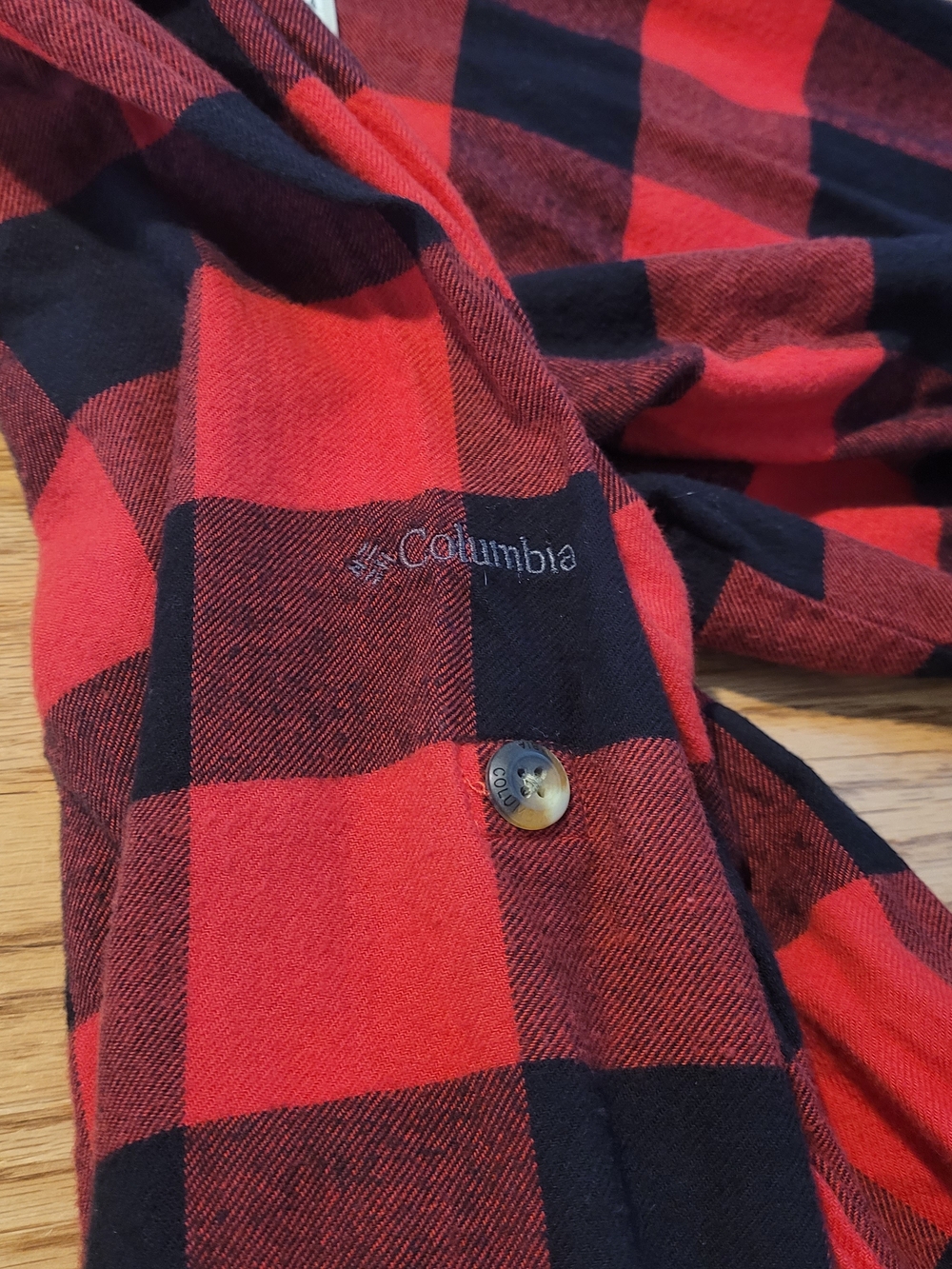 Columbia Women's Red and Black Buffalo Plaid Button-Down Shirt - Picture 7 of 10